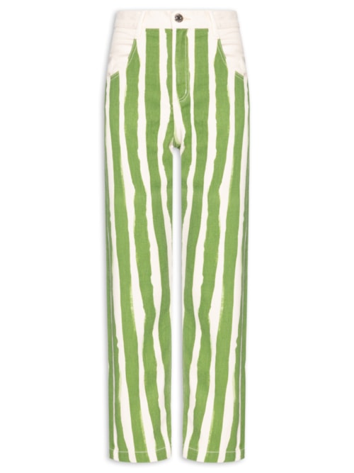 Calça Feminina Sarja Nipper Estampa Listras - Verde