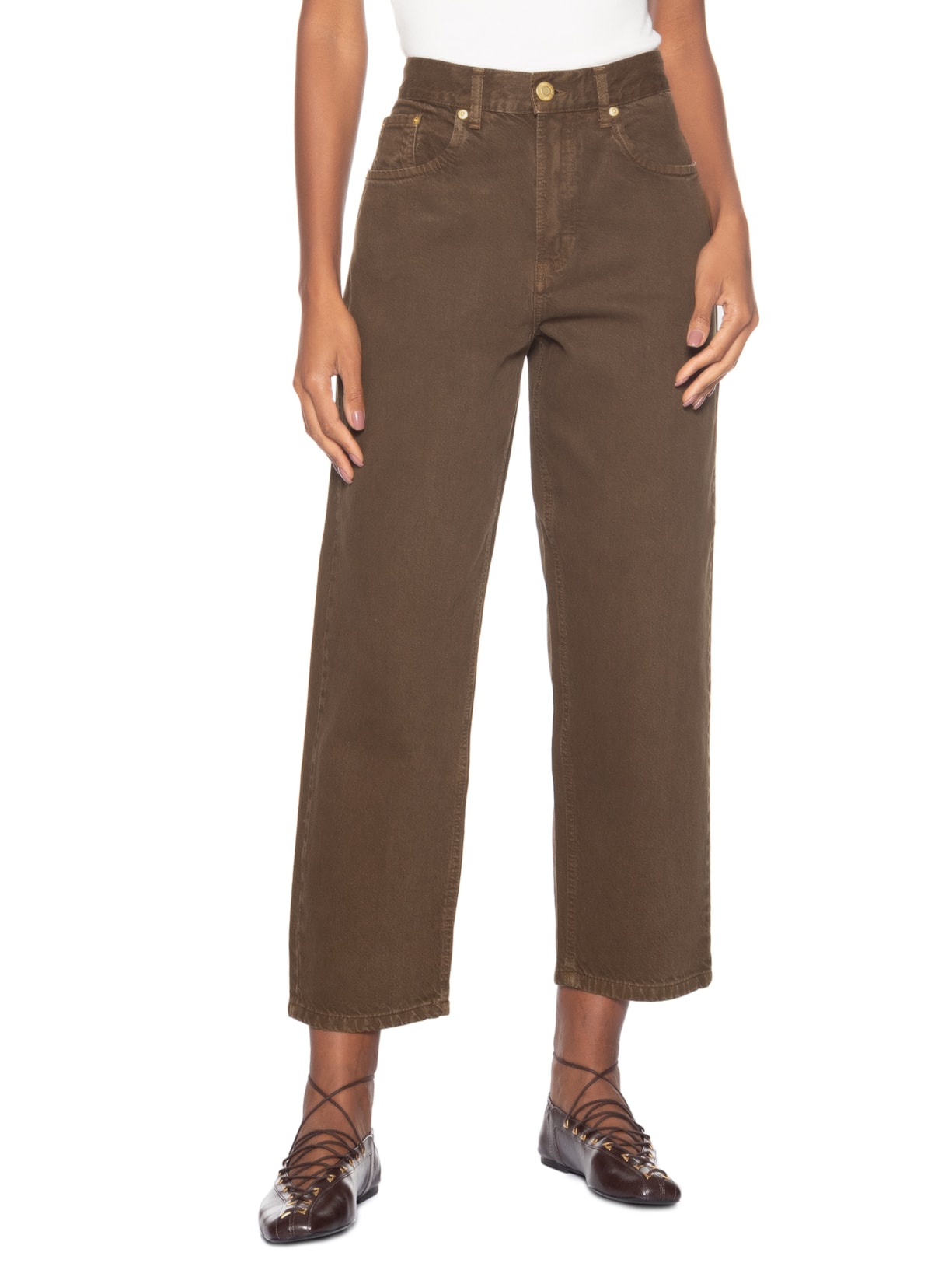 Calça Feminina Sarja Nipper Stoned Marrom Animale Jeans