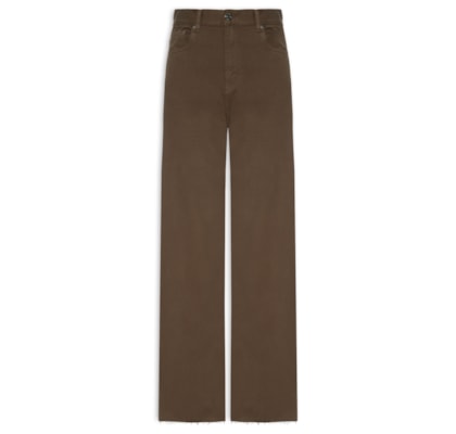 Calça Feminina Sarja Pantalona Barra A Fio - Marrom