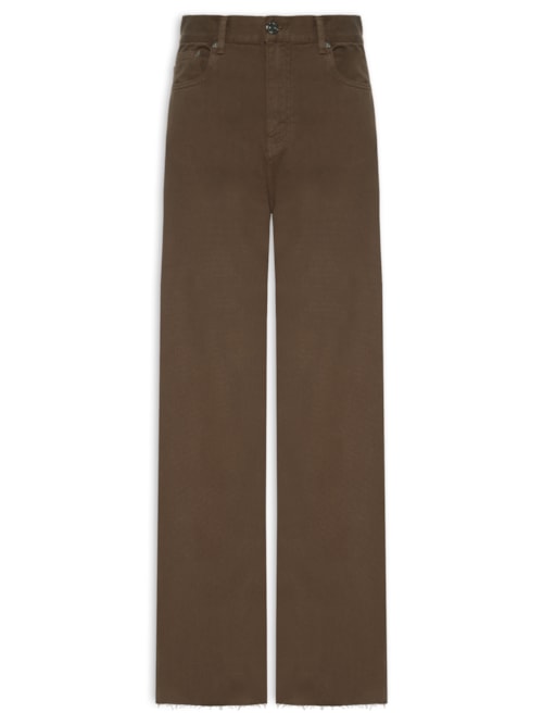 Calça Feminina Sarja Pantalona Barra A Fio - Marrom