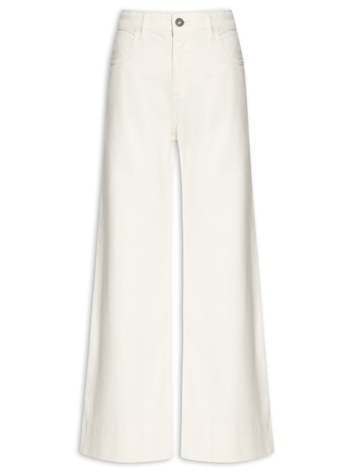 Calça Feminina Sarja Pantalona Clara Estonada - Off White