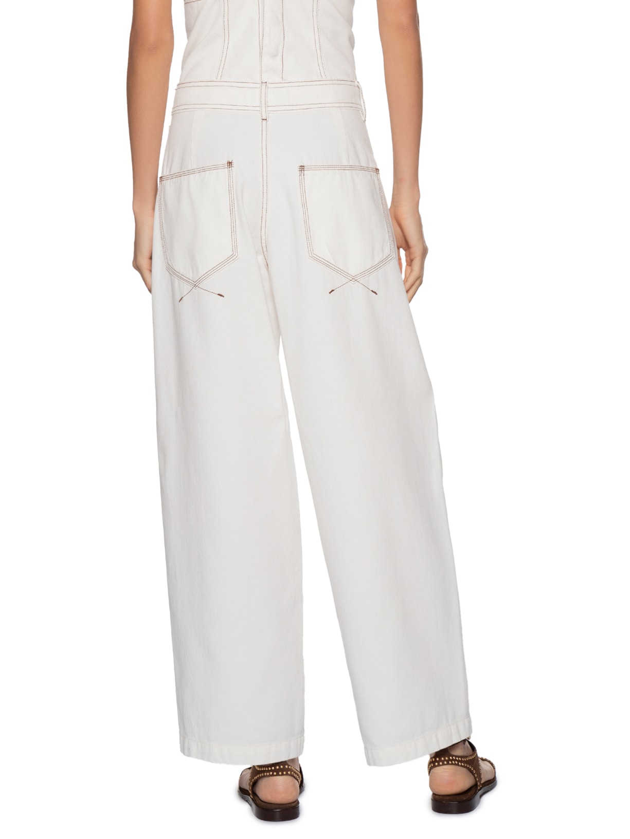 Calça Feminina Sarja Pespontos Branco Dress To