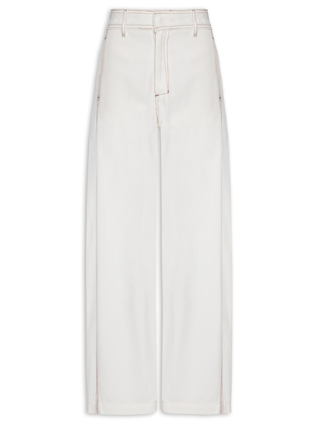 Calça Feminina Sarja Pespontos Branco Dress To