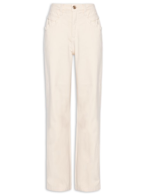 Calça Feminina Sarja Raquel Wide Leg - Bege