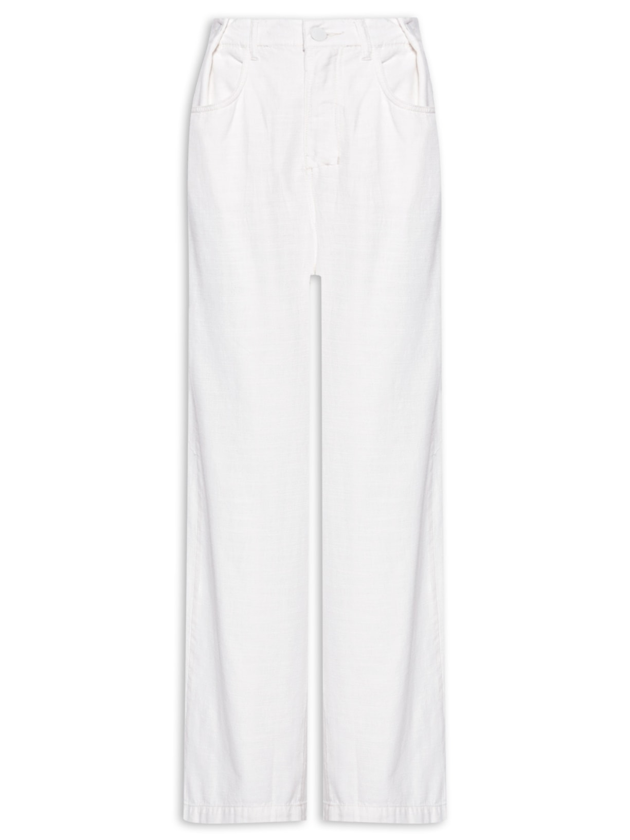 Calça Feminina Sarja Regulagem Cós - Off White