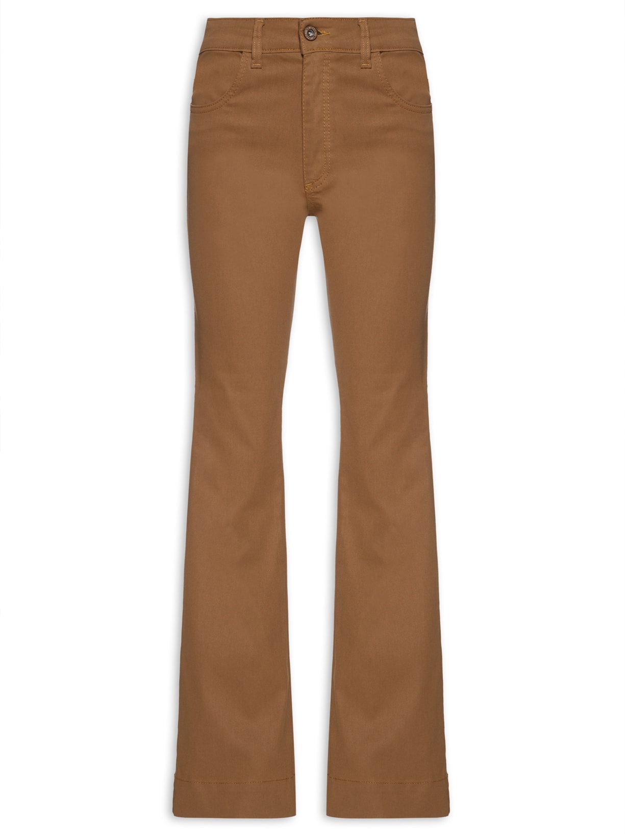 Calça Feminina Sarja Resinada - Marrom