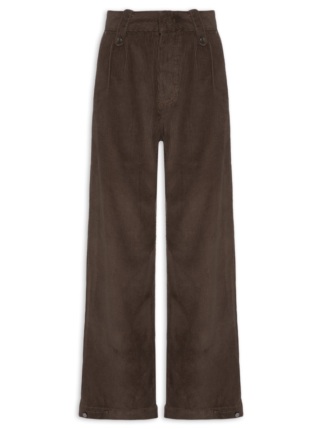 Calça Feminina Sarja Reta Cotelê - Marrom