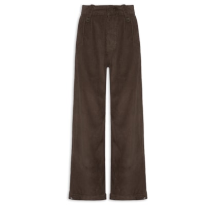 Calça Feminina Sarja Reta Cotelê - Marrom