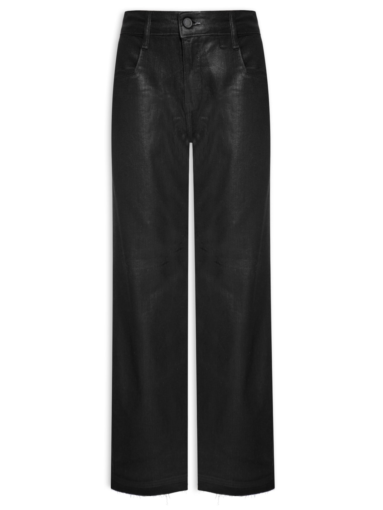 Calça Feminina Sarja Reta Resinada - Preto