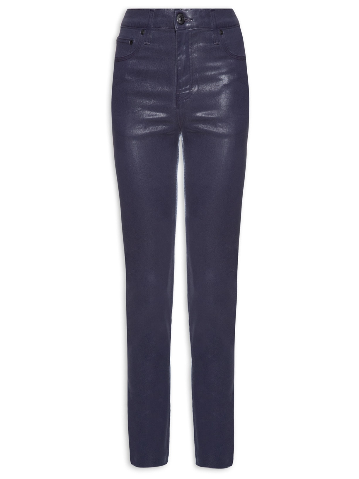 Calça Feminina Sarja Skinny Basic High Like Leath - Azul