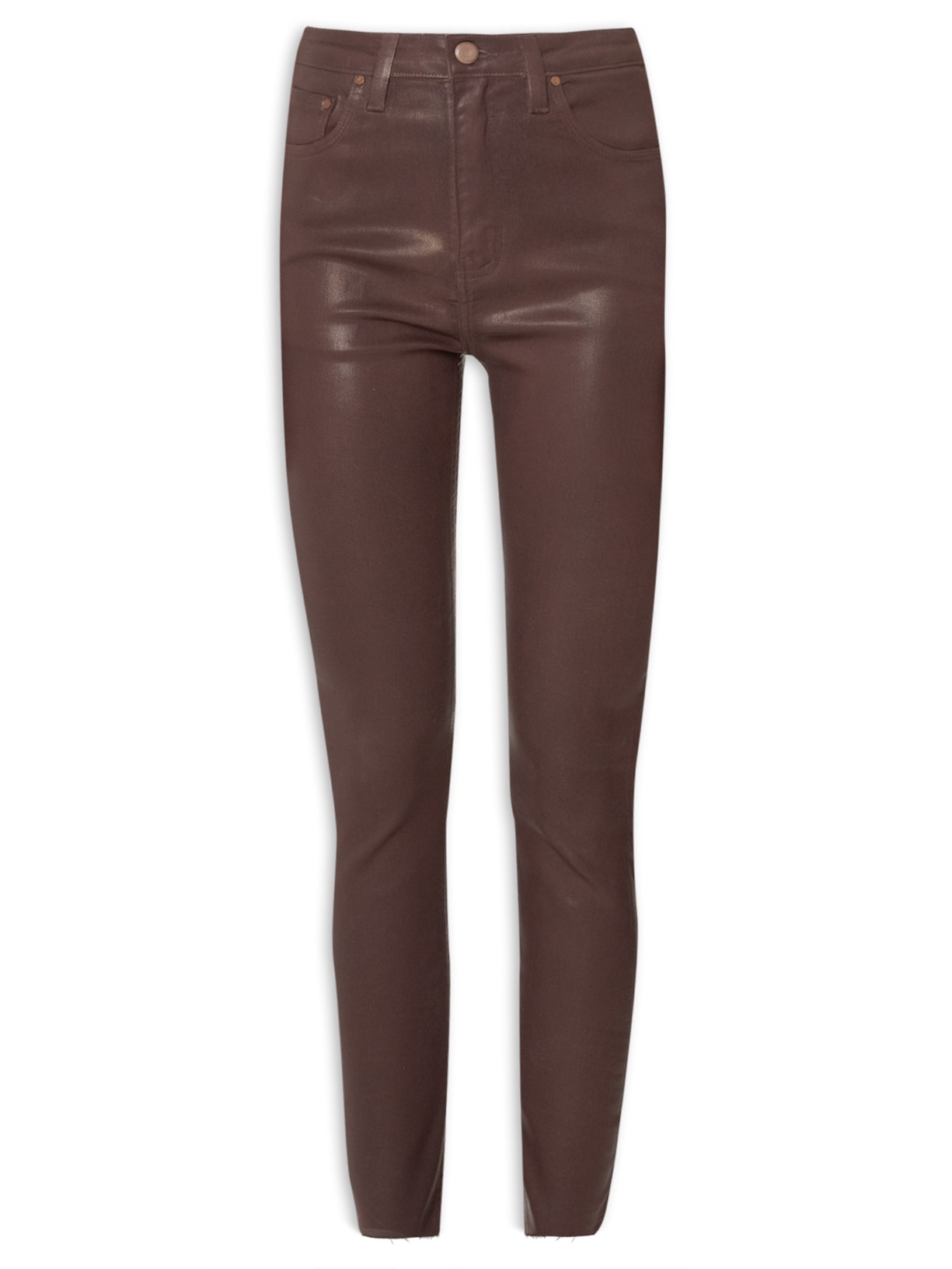 Calça Feminina Sarja Skinny Basic High Like Leath - Marrom