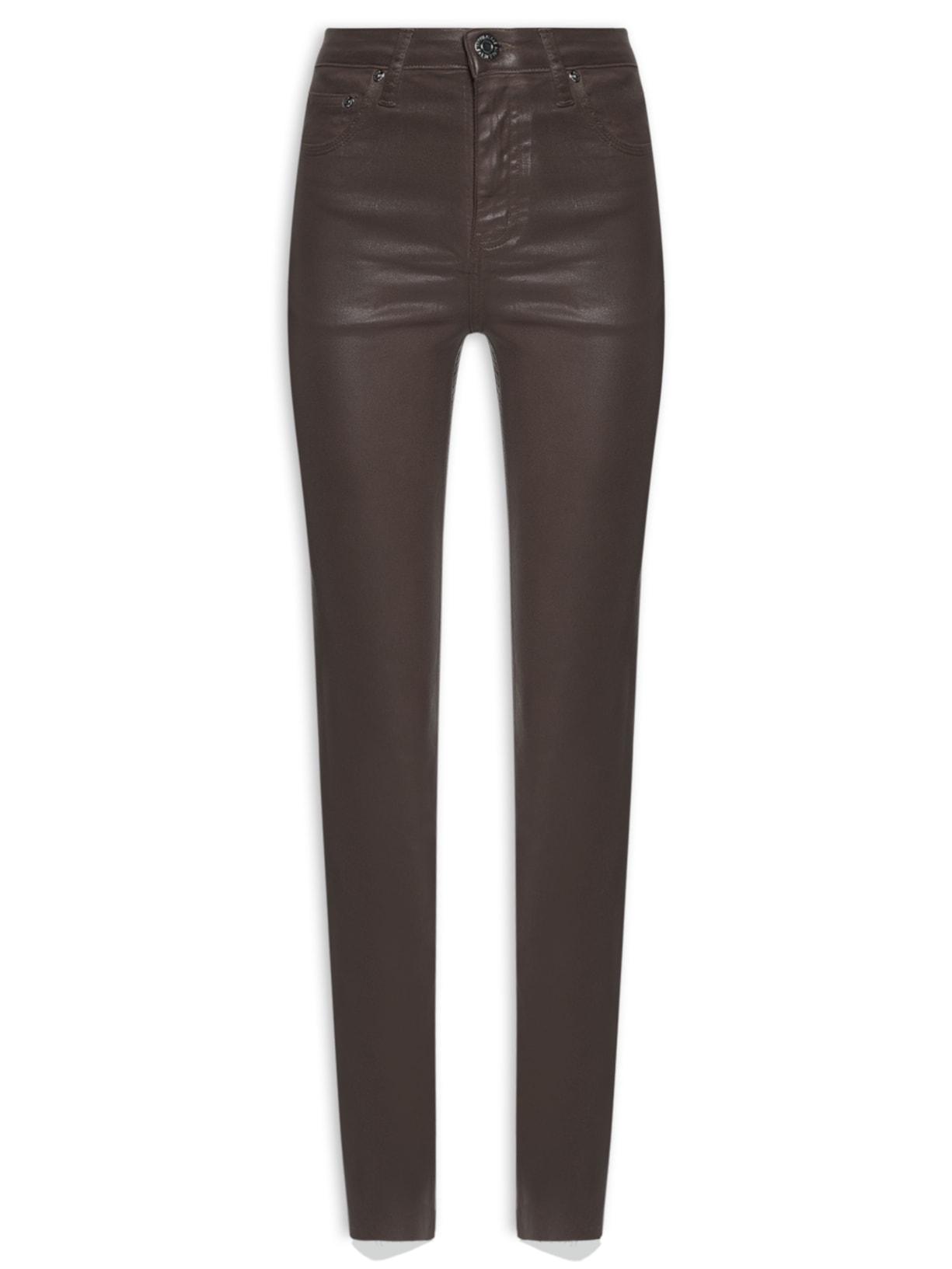 Calça Feminina Sarja Skinny Basic High Like Leather - Marrom