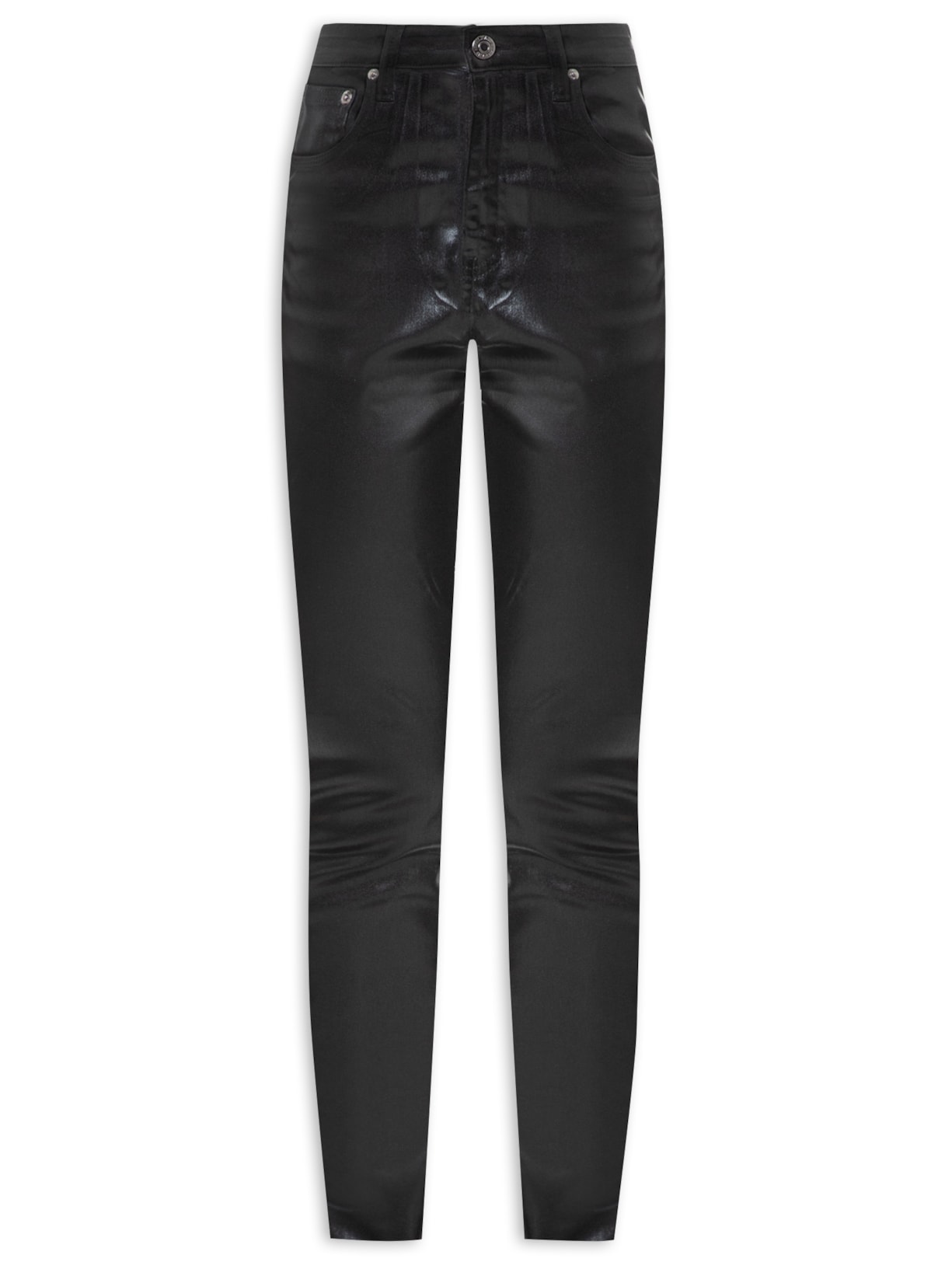 Calça Feminina Sarja Skinny Basic High Like Leather - Preto