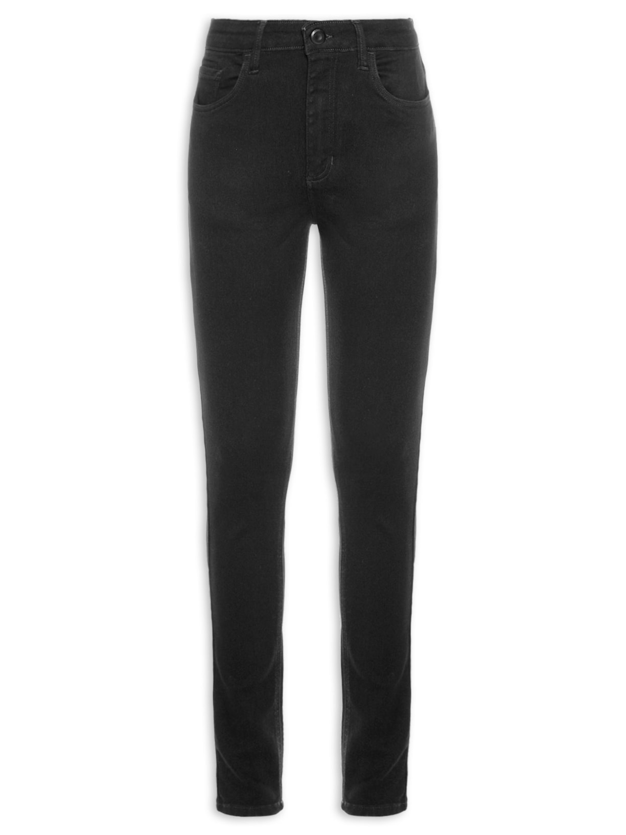 Calça Feminina Sarja Skinny Basic High Long - Preto