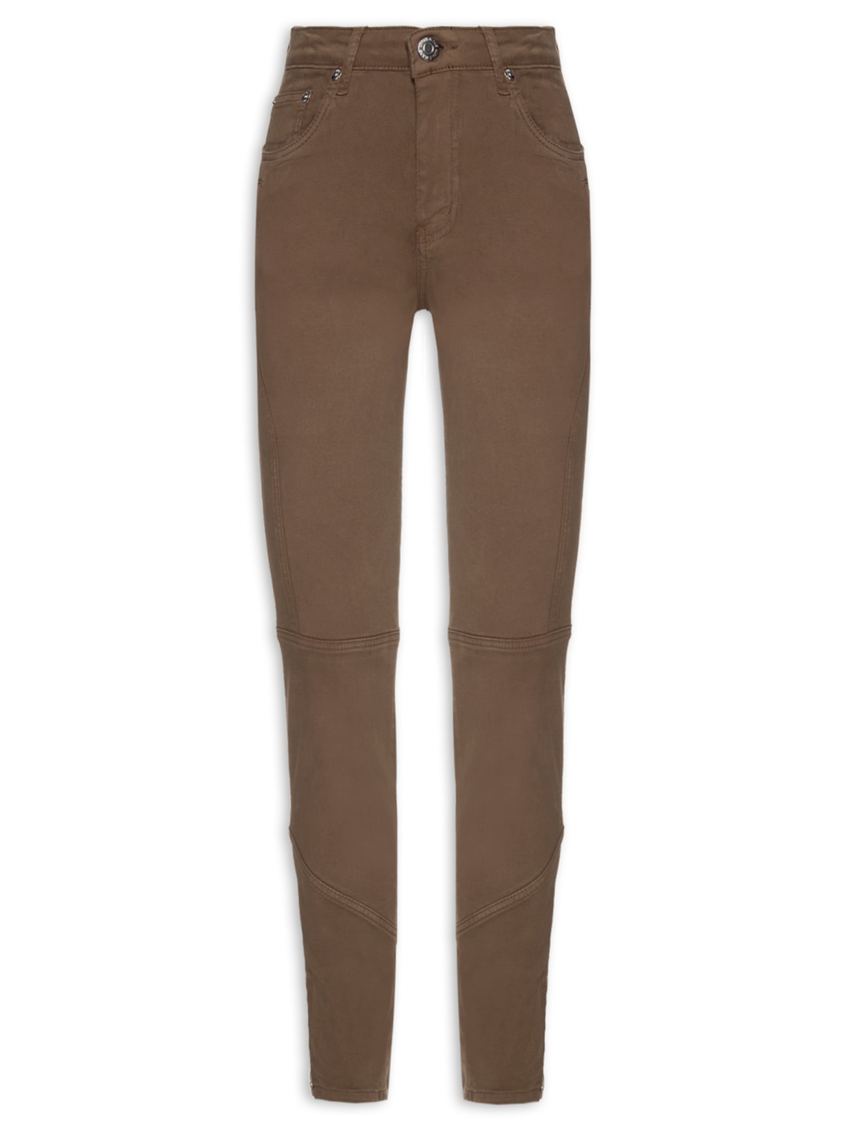 Calça Feminina Sarja Skinny Basic High Premium - Marrom