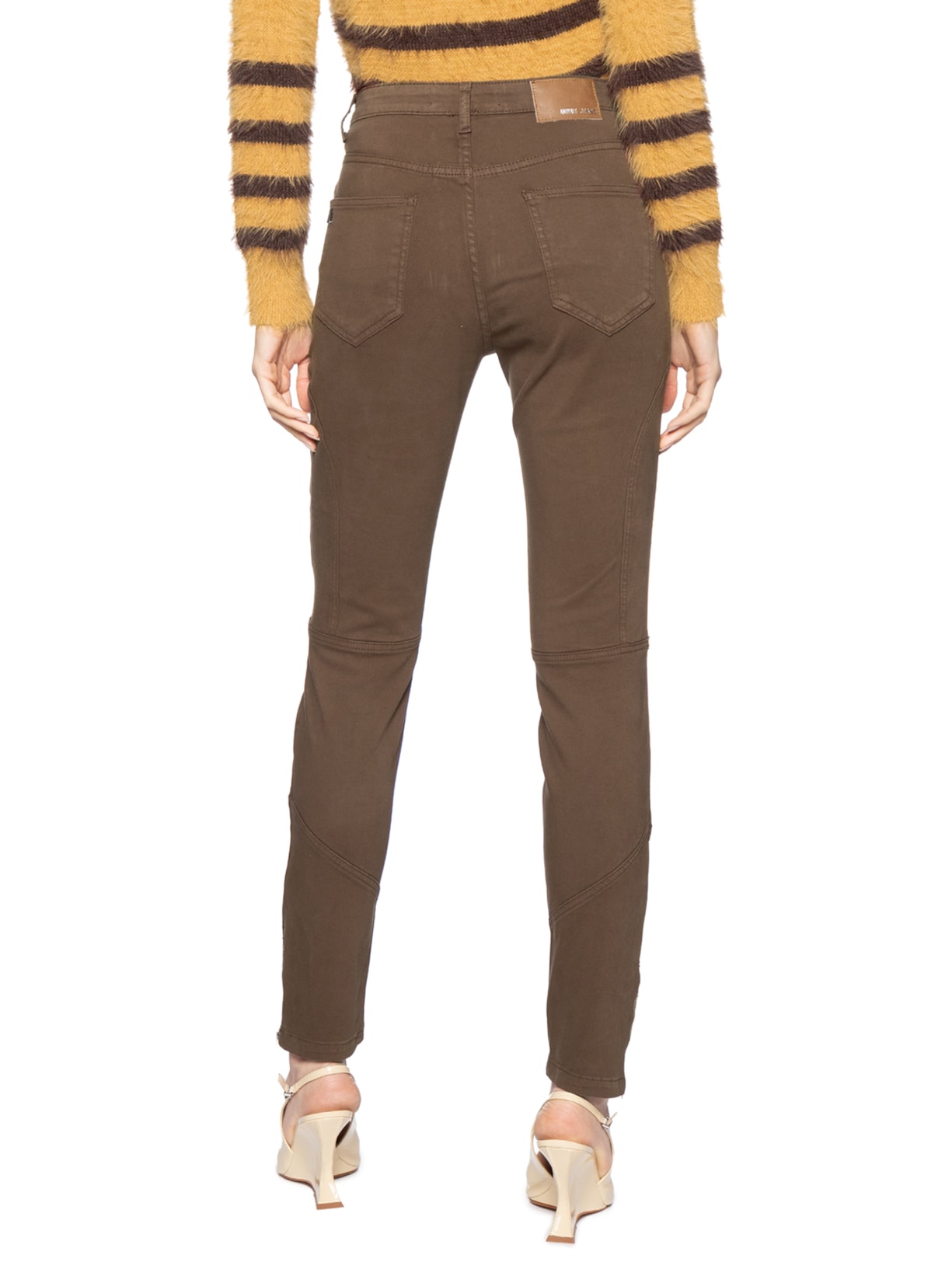 Calça Feminina Sarja Skinny Basic High Premium Marrom Animale Jeans