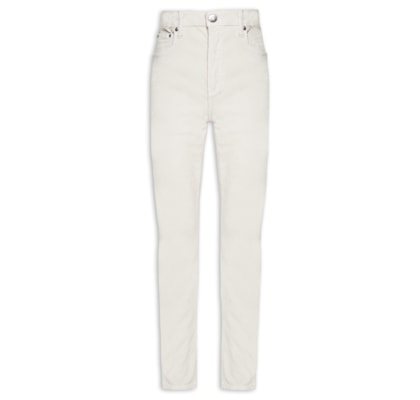 Calça Feminina Sarja Skinny Basic High Veludo - Cinza