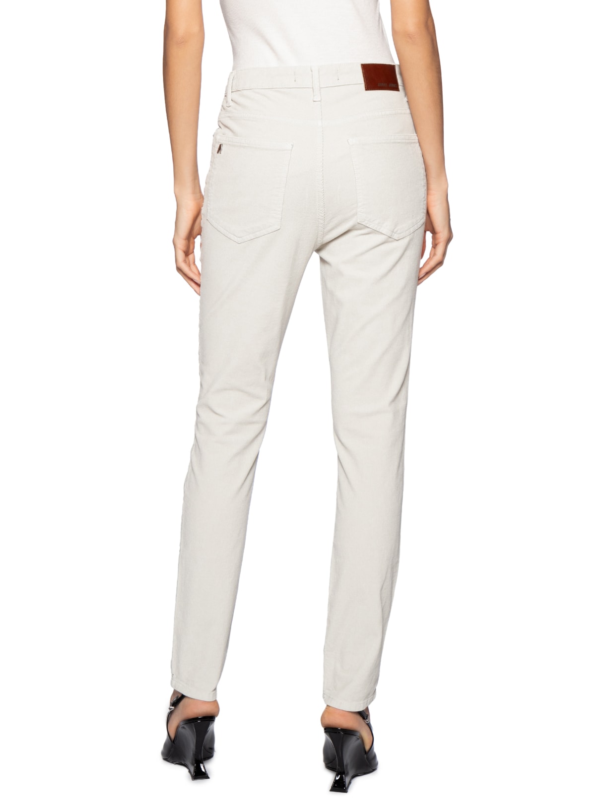 Calça Feminina Sarja Skinny Basic High Veludo Cinza Animale Jeans