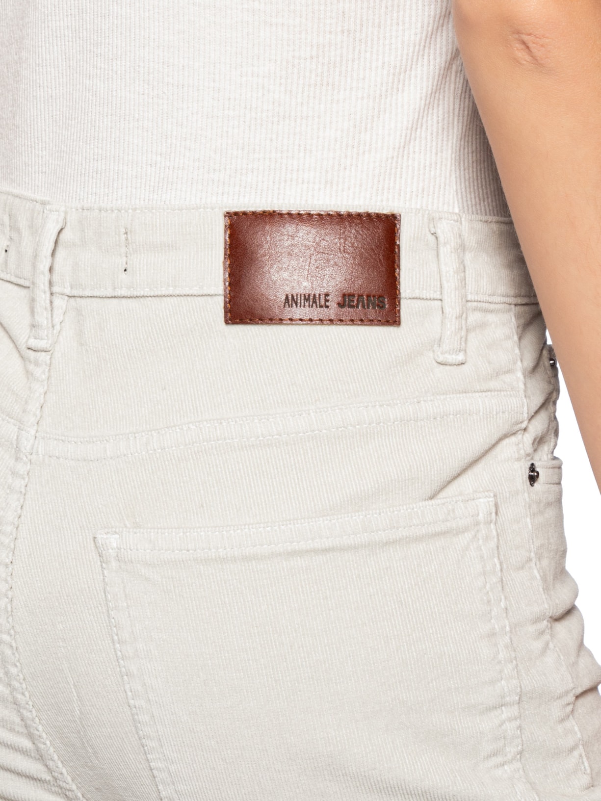 Calça Feminina Sarja Skinny Basic High Veludo Cinza Animale Jeans