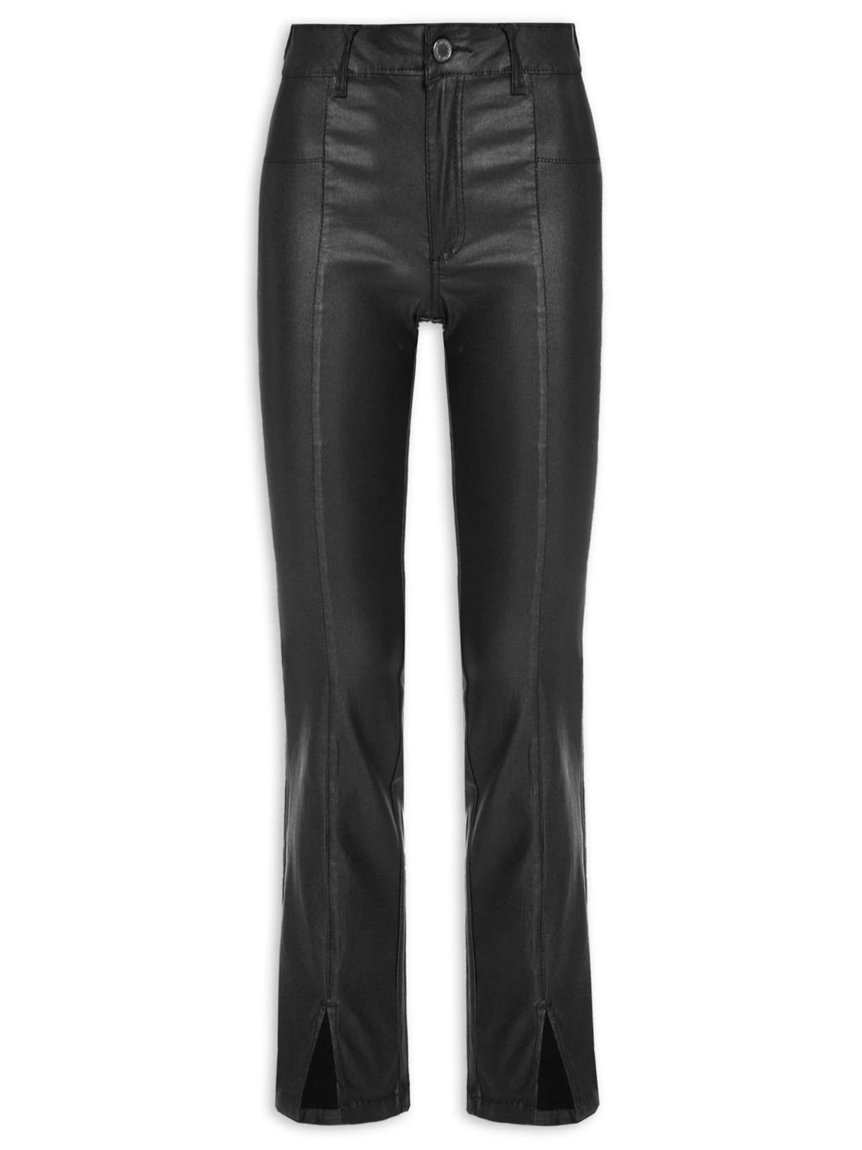 Calça Feminina Sarja Skinny Recorte Resinada - Preto