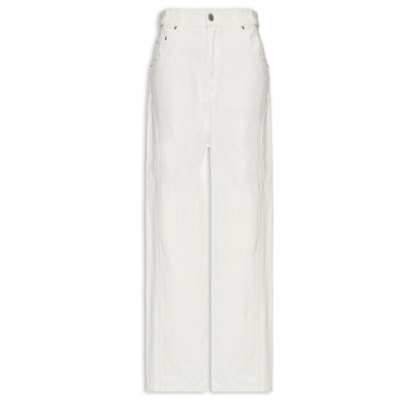 Calça Feminina Sarja Slouchy Com Recortes - Branco