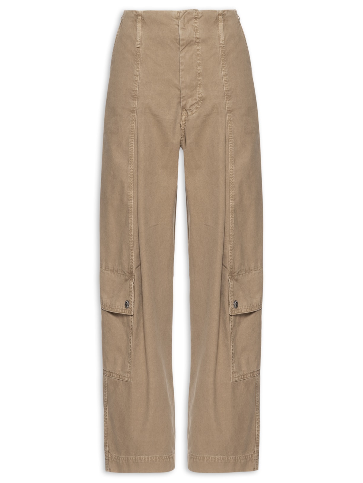 Calça Feminina Sarja Slouchy Detalhe Retilínea - Marrom