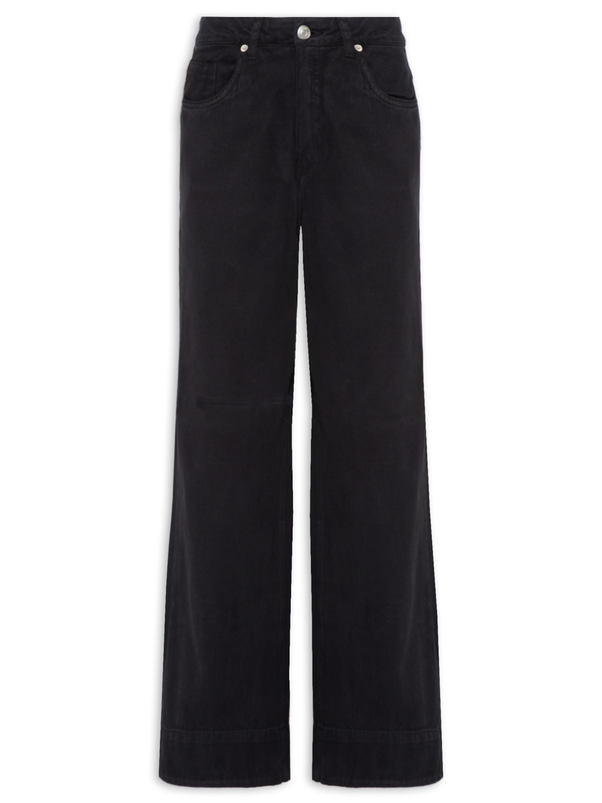 Calça Feminina Sarja Wide Leg Barra Larga Preto Maria Filó