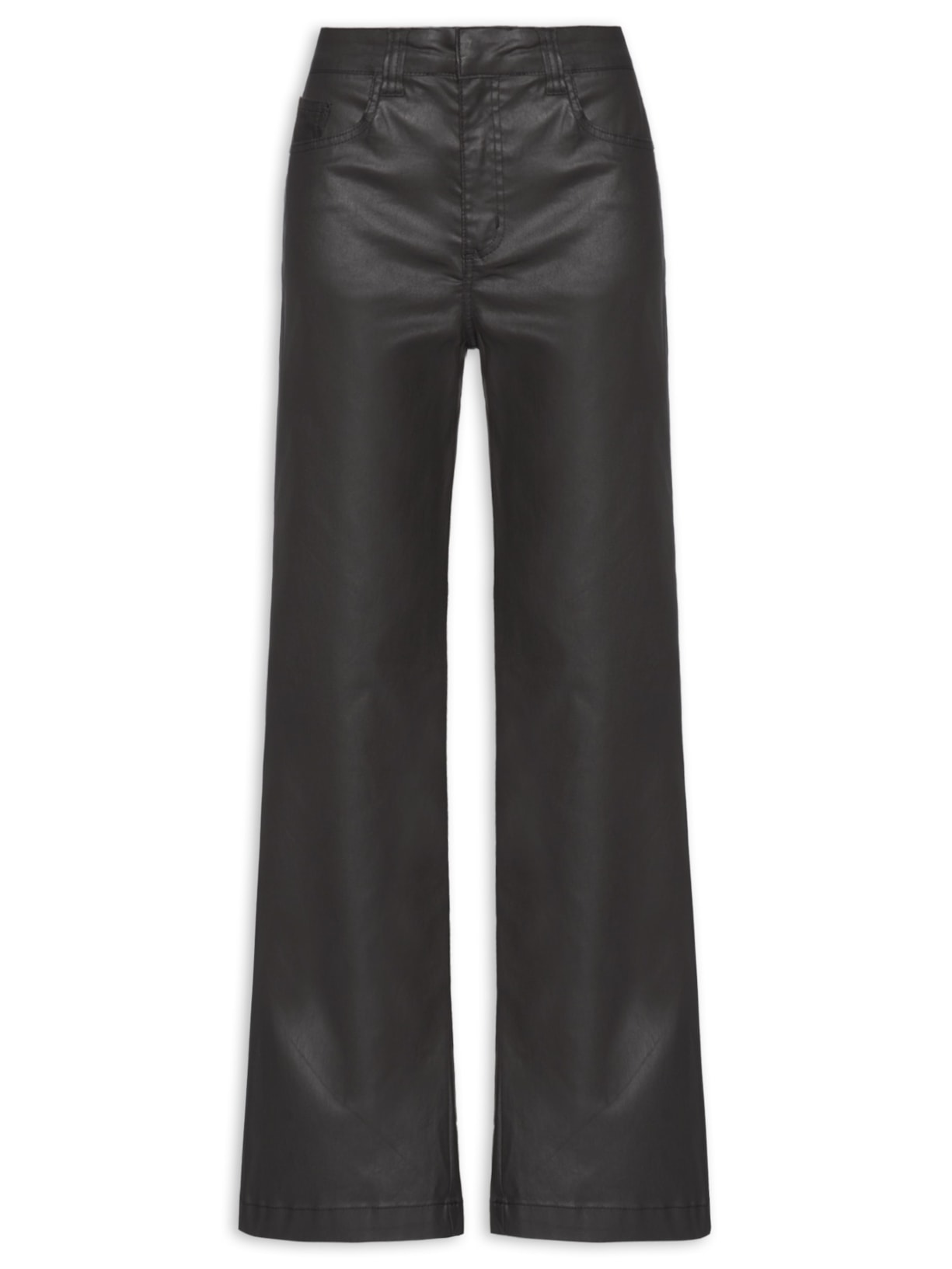 Calça Feminina Sarja Wide Resinada Alfaiataria - Preto