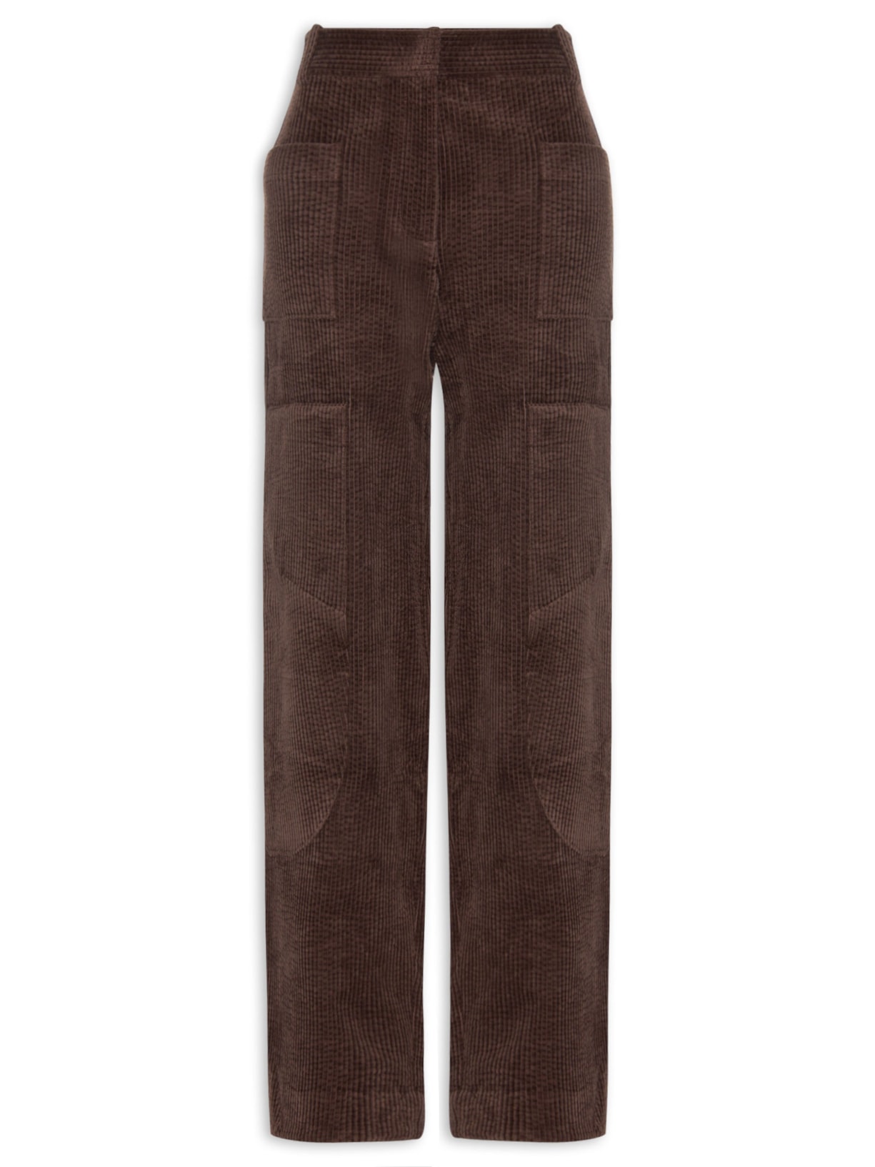 Calça Feminina Seersucker Curduroy Marrom Ganni