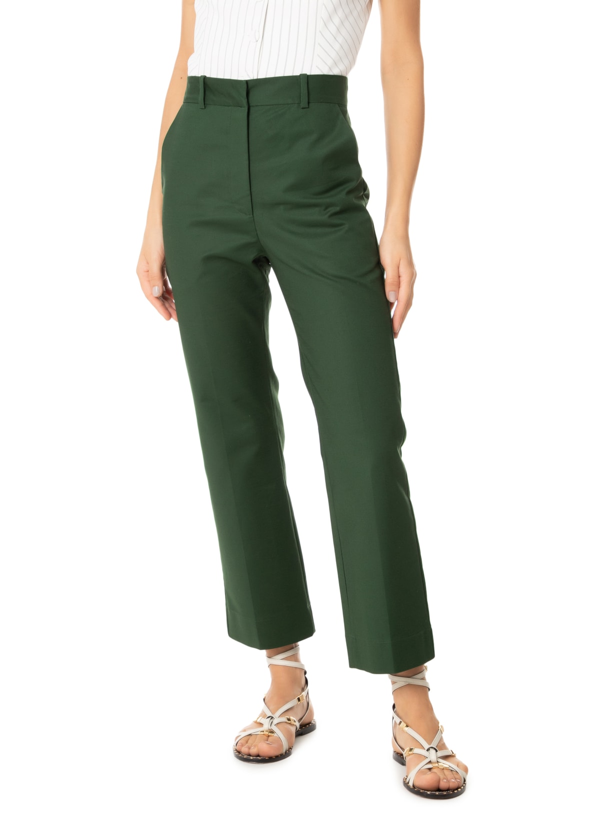 Calça Feminina Semi Flare Bolso Faca Verde Andrea Marques