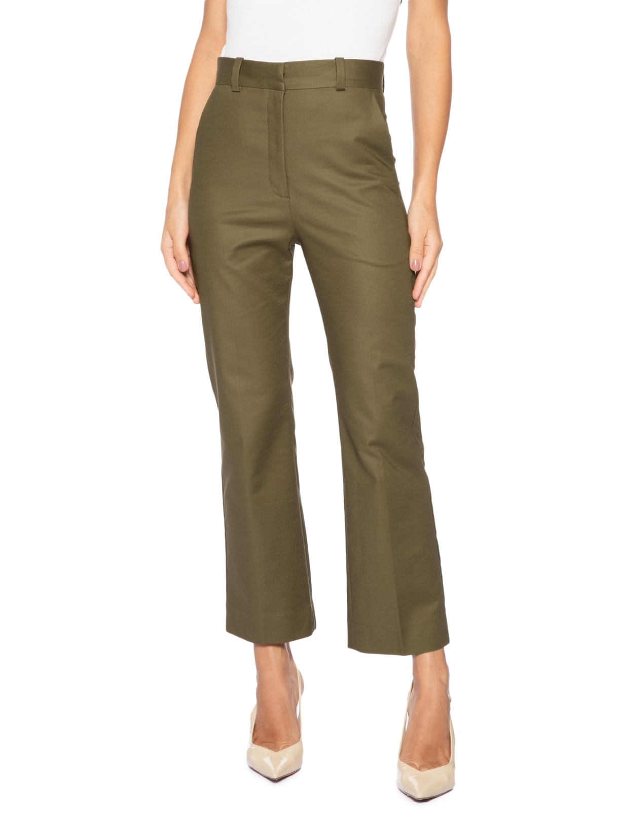 Calça Feminina Semi Flare Bolso Faca Verde Andrea Marques