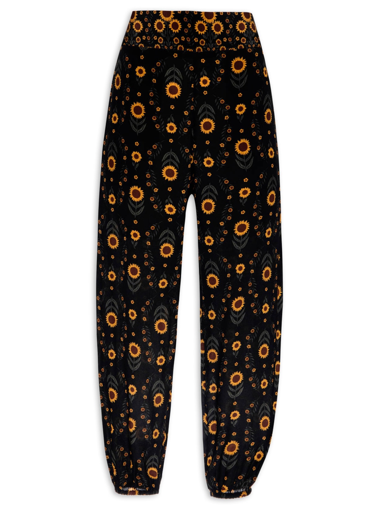 Calça Feminina Silk Sunflower - Preto