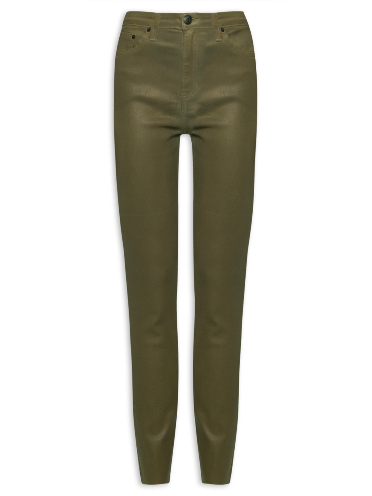 Calça Feminina Skinny Basic High Like Leather - Verde