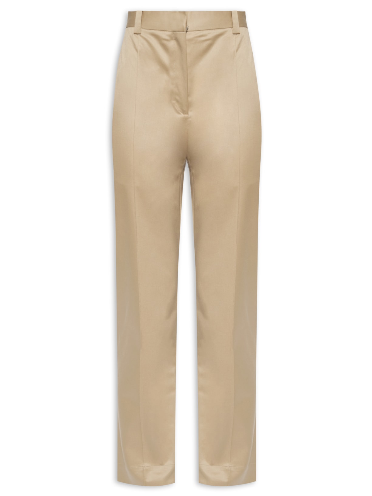 Calça Feminina Skinny Com Frisos E Cós - Bege