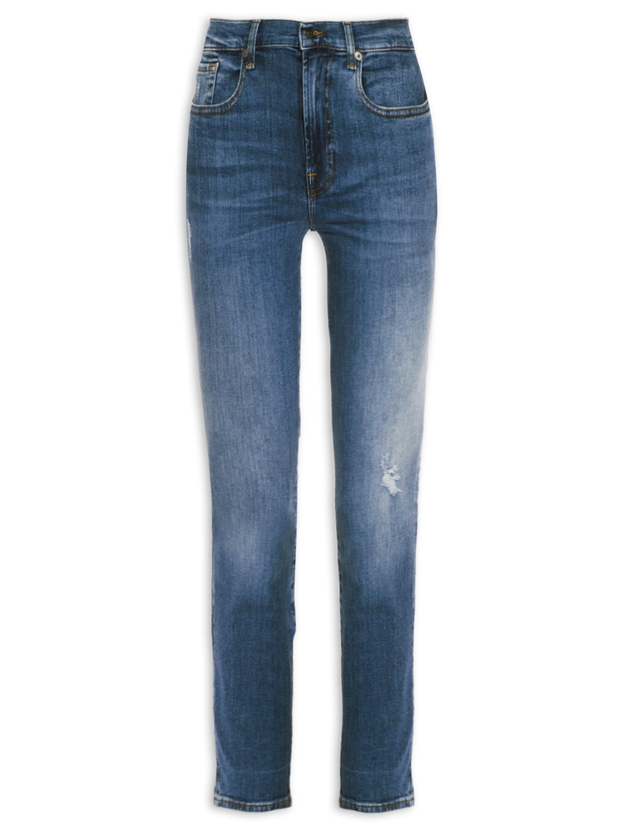 Calça Feminina Skinny Slim Illusion Outline With Creased - Azul