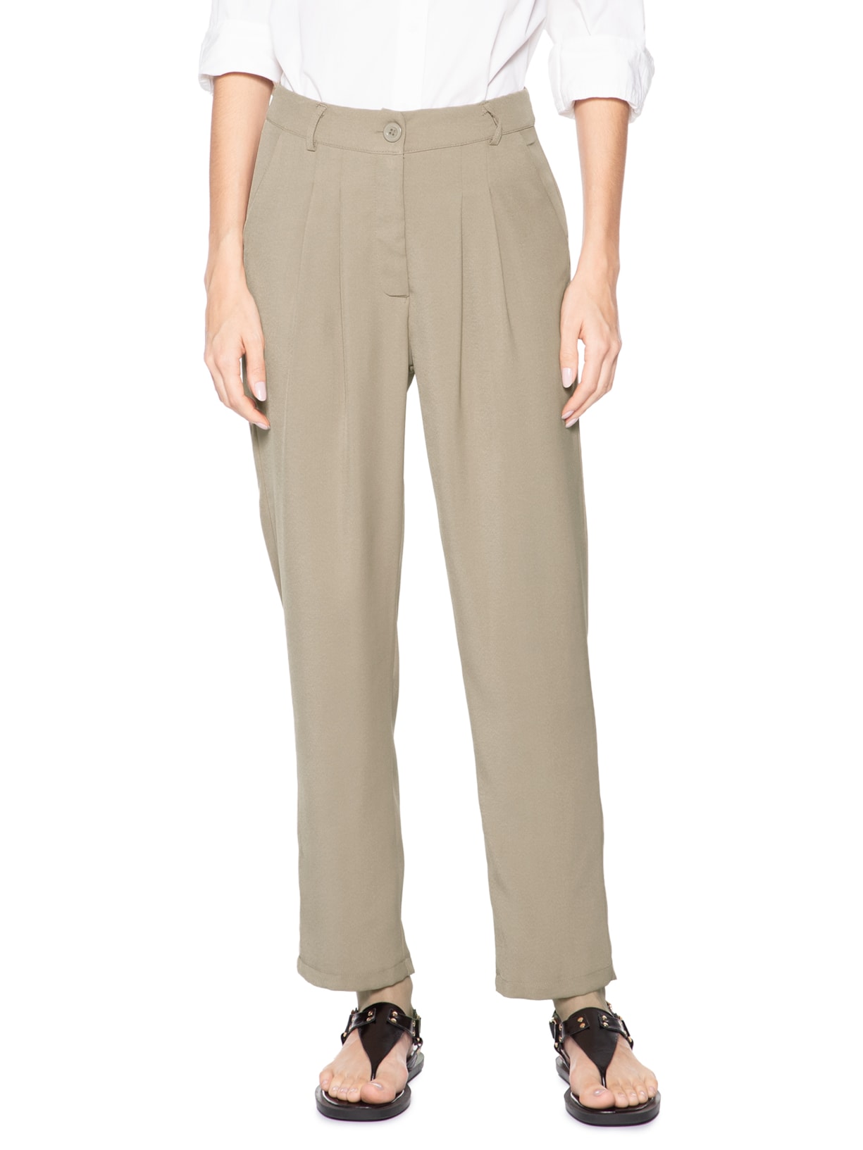 Calça Feminina Slim Alfaiataria Bege Basiq