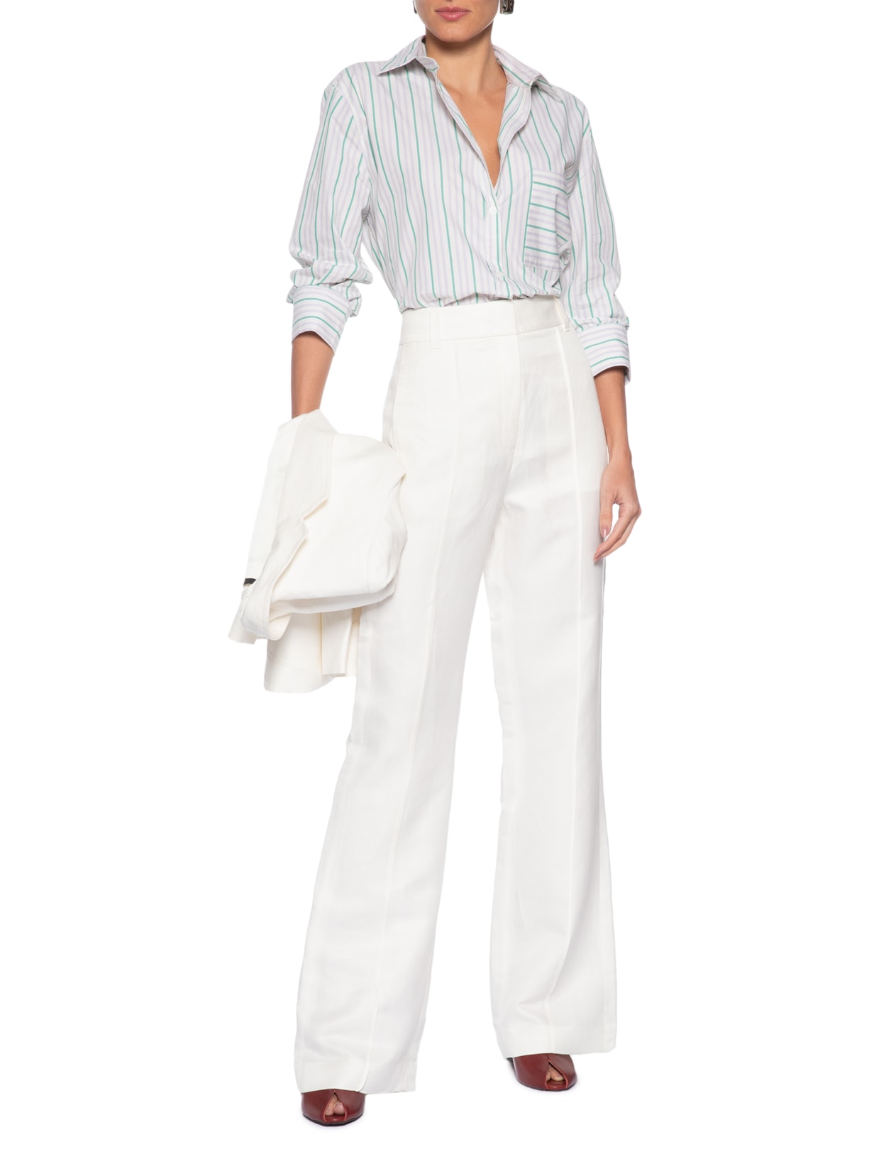 Calça Feminina Slim Alfaiataria Brumas Branco Animale
