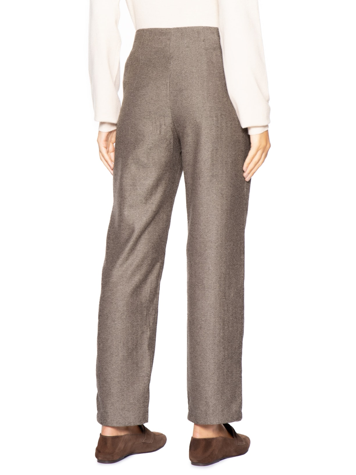 Calça Feminina Slim Alfaiataria Com Bolso Bege Basiq