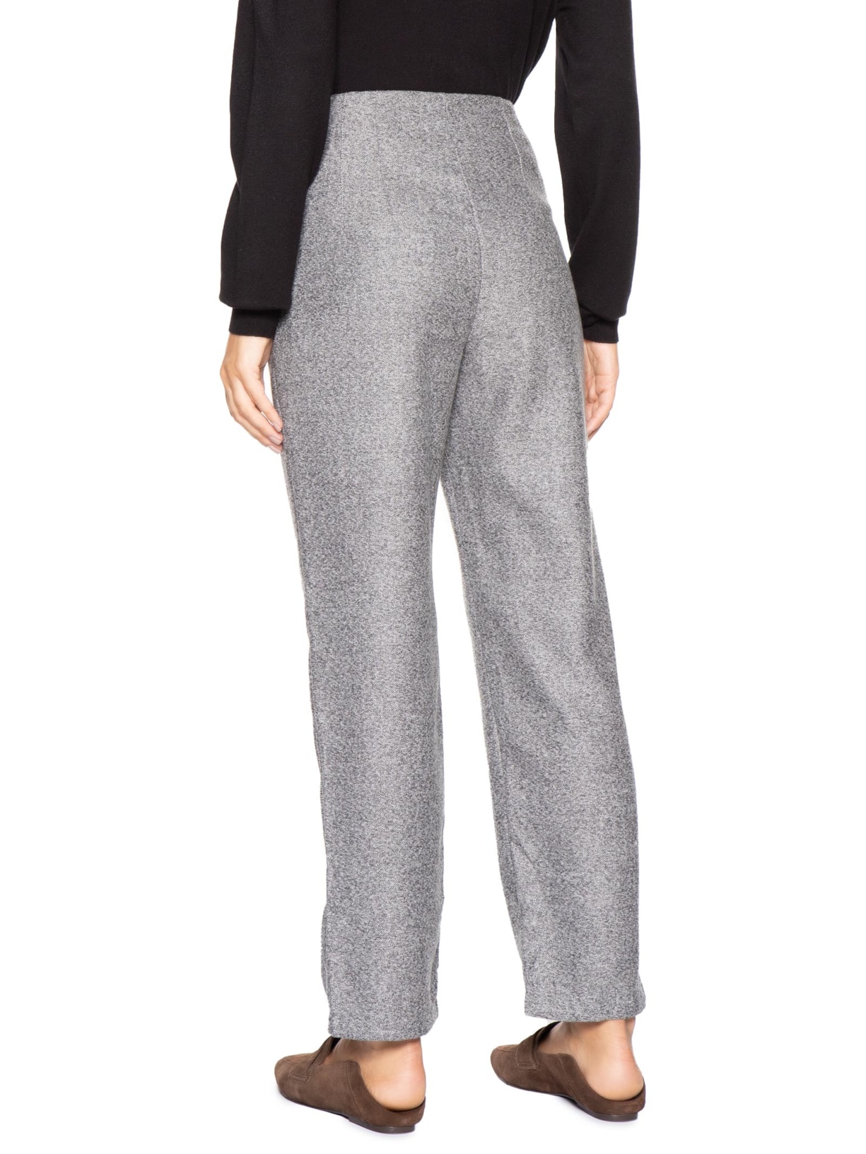 Calça Feminina Slim Alfaiataria Com Bolso Cinza Basiq