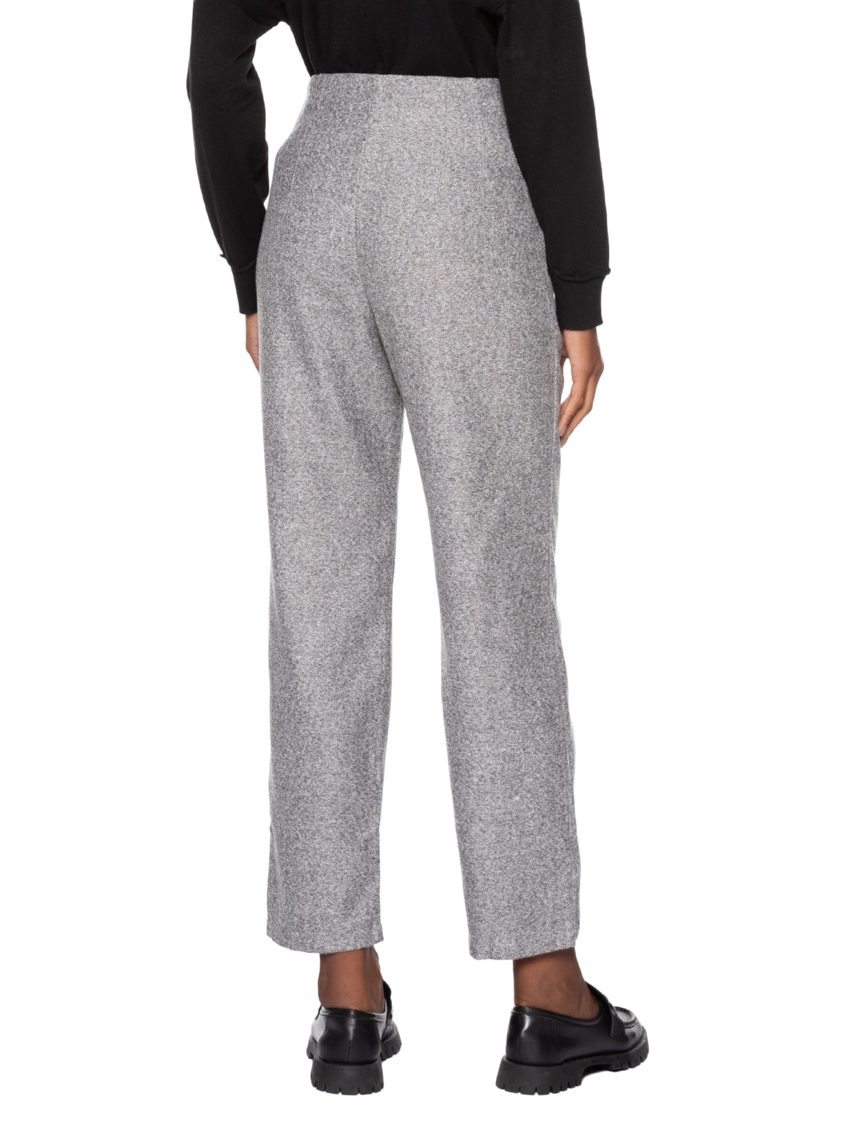 Calça Feminina Slim Alfaiataria Com Bolso Cinza Basiq