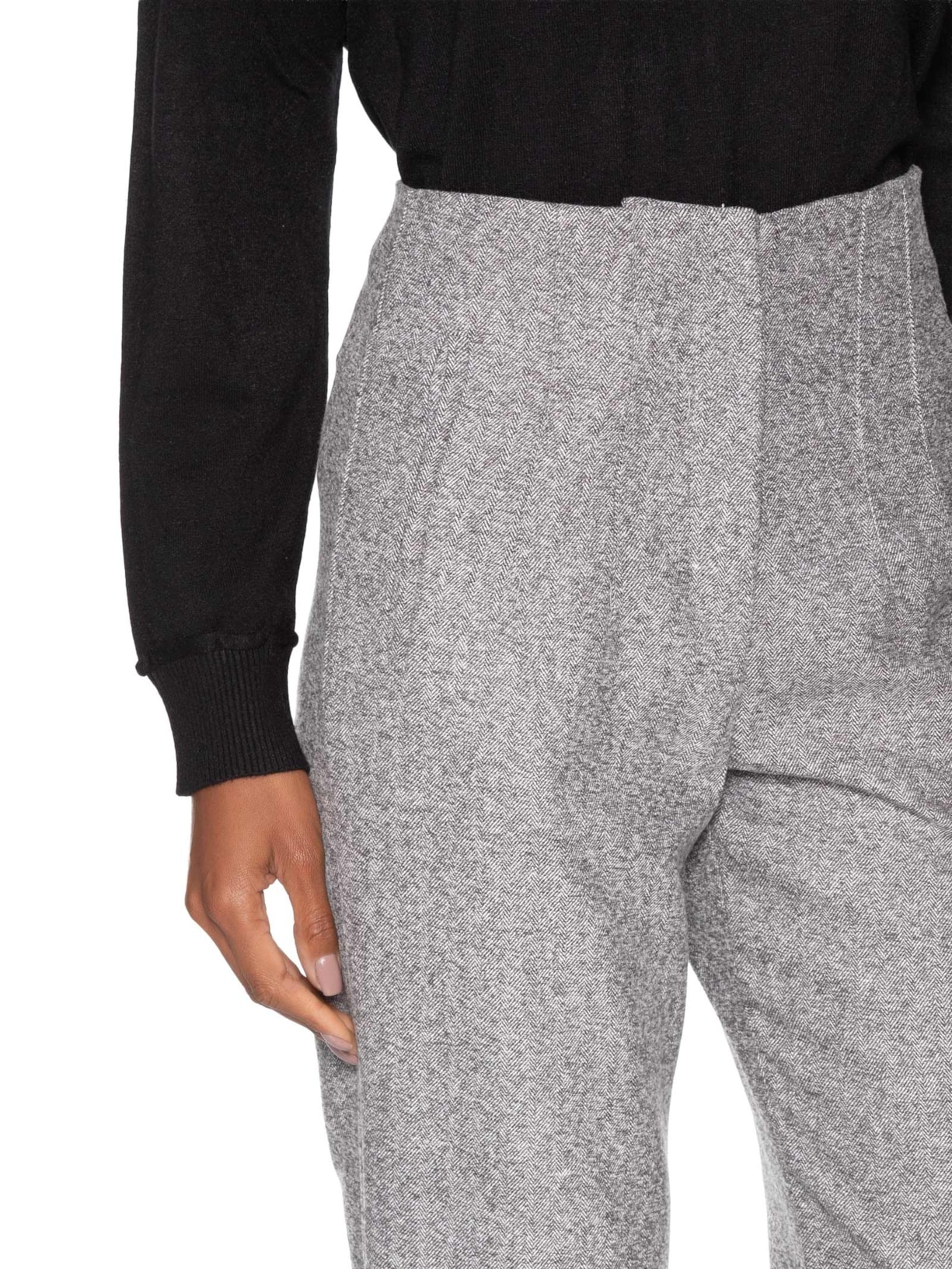 Calça Feminina Slim Alfaiataria Com Bolso Cinza Basiq