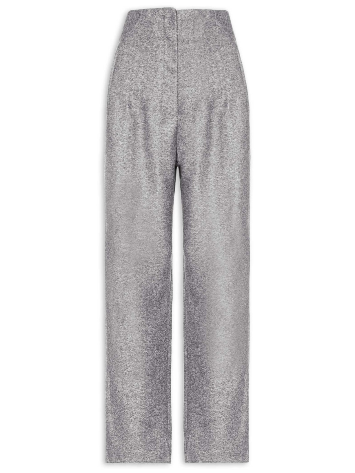 Calça Feminina Slim Alfaiataria Com Bolso Cinza Basiq