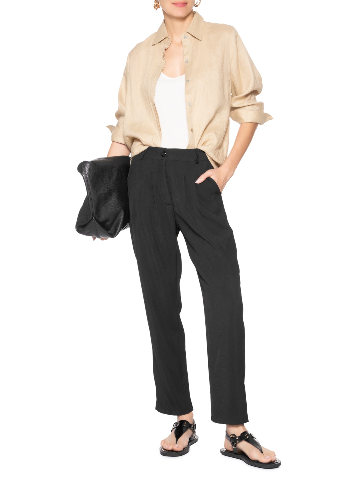 Calça Feminina Slim Alfaiataria Preto Basiq