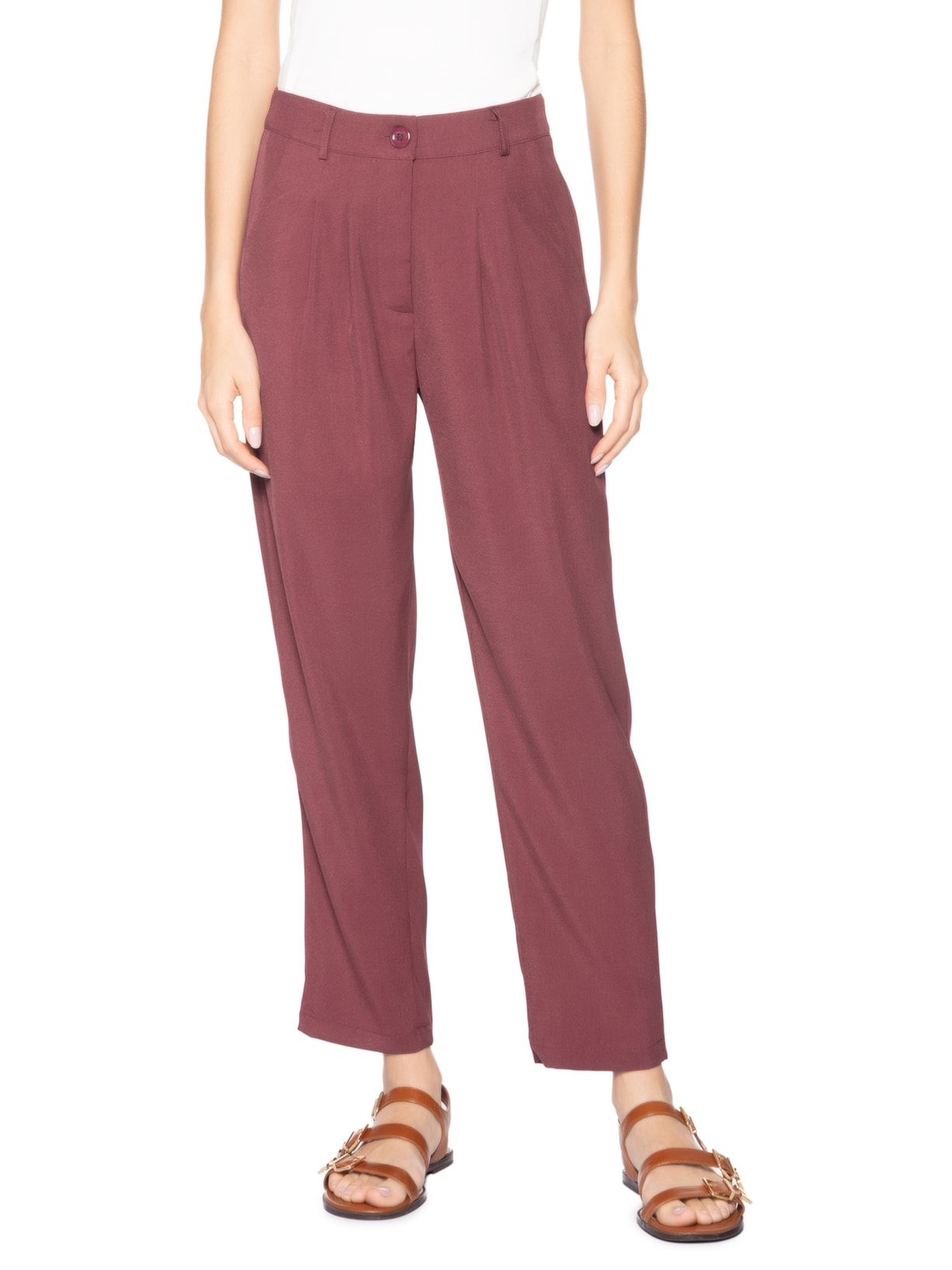 Calça Feminina Slim Alfaiataria Vermelho Basiq