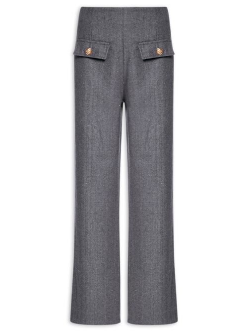 Calça Feminina Slim Com Bolso Frontal - Cinza