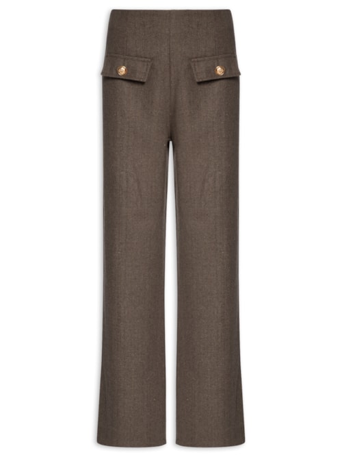 Calça Feminina Slim Com Bolso Frontal - Marrom