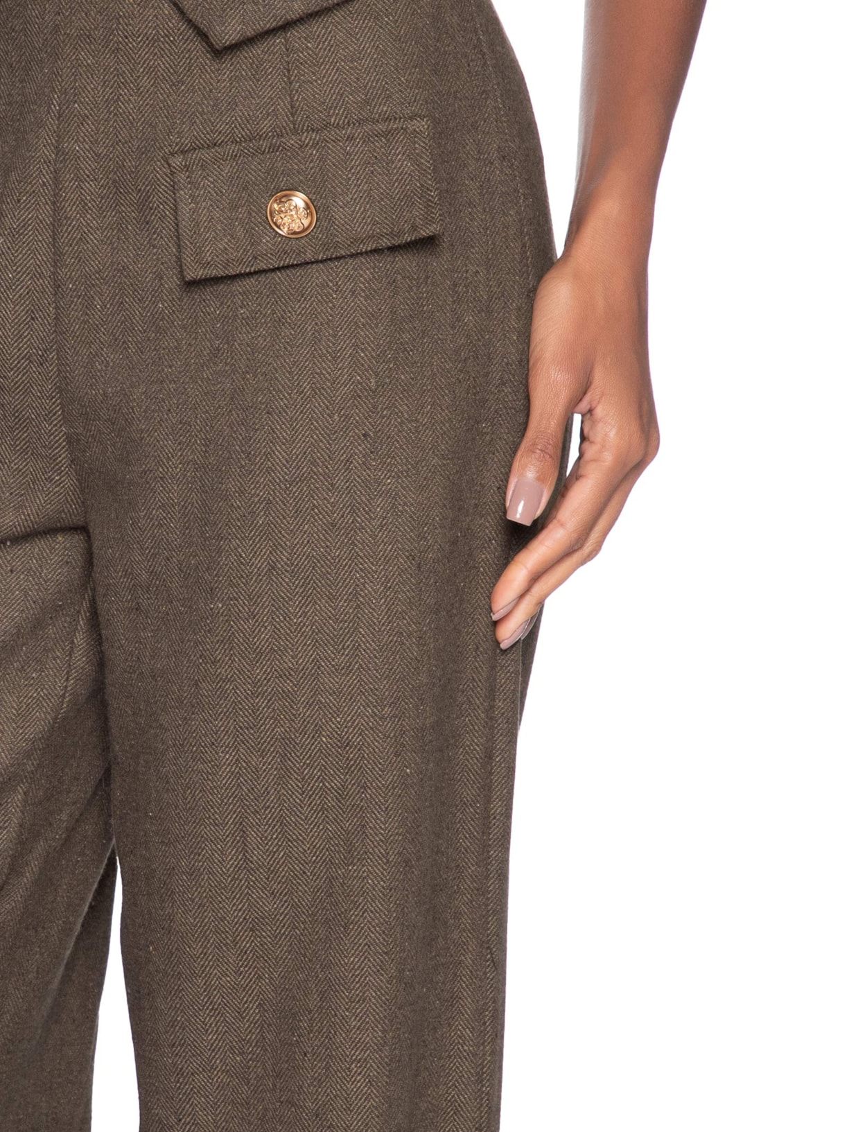 Calça Feminina Slim Com Bolso Frontal Marrom Basiq