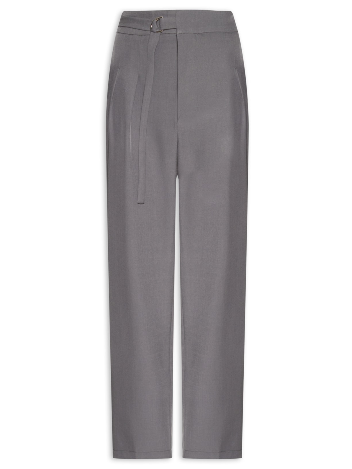 Calça Feminina Slim Com Cinto Embutido - Cinza