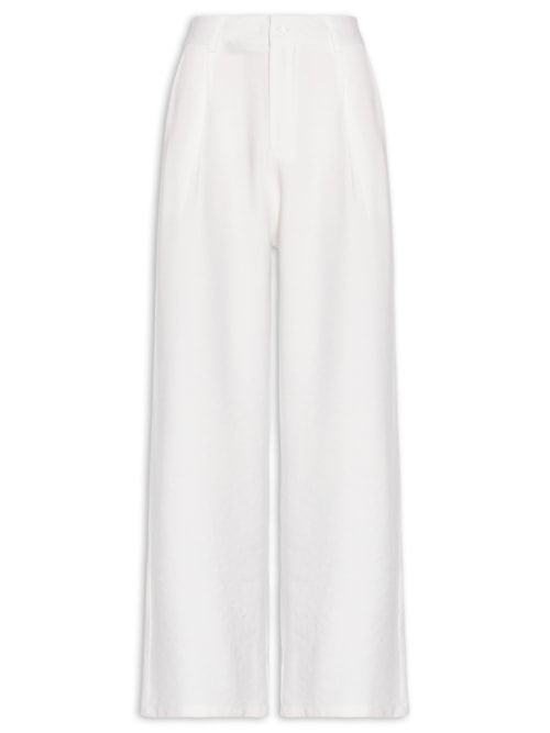 Calça Feminina Slim Com Pregas - Off White