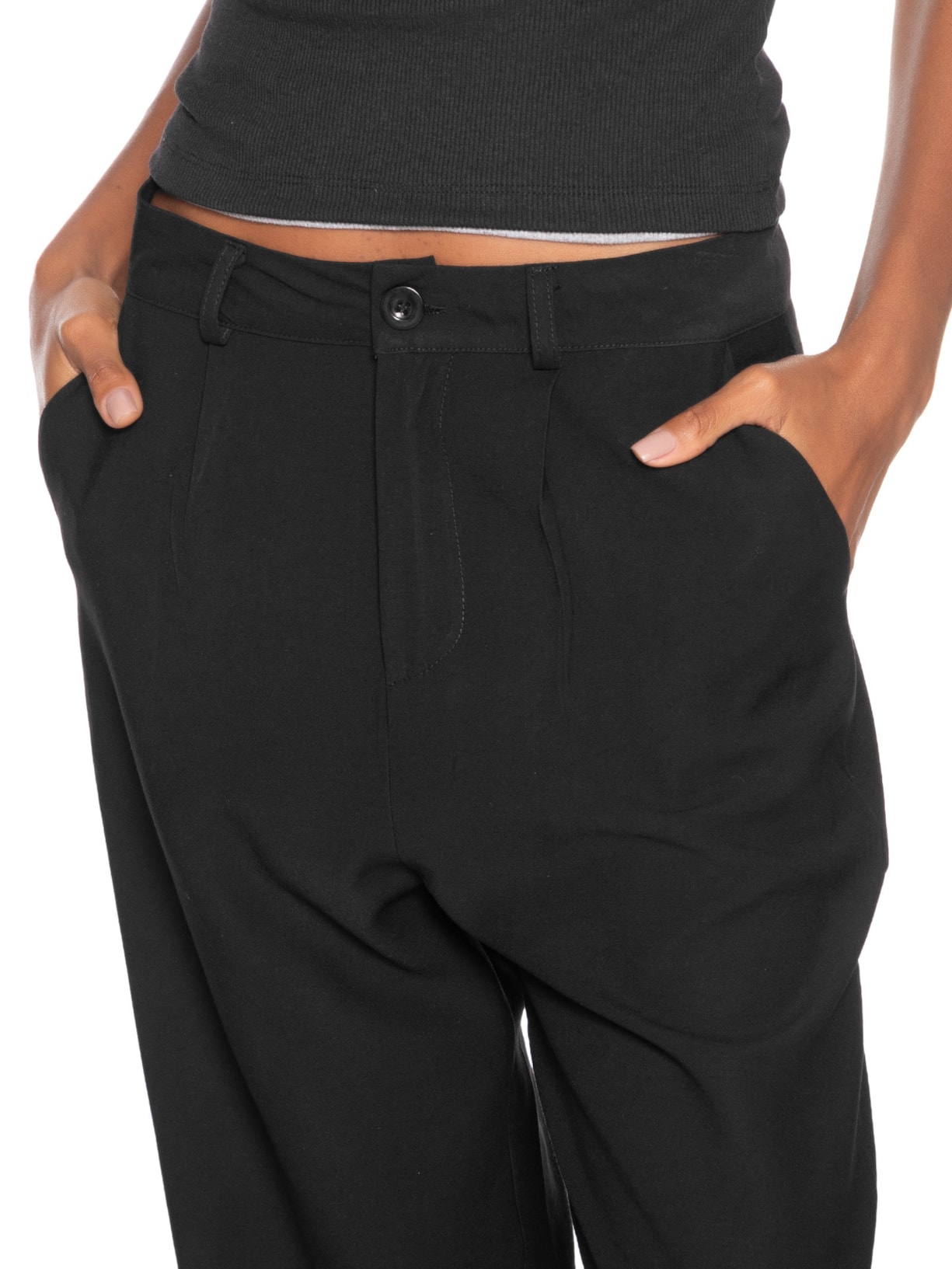 Calça Feminina Slim Com Pregas Preto Basiq